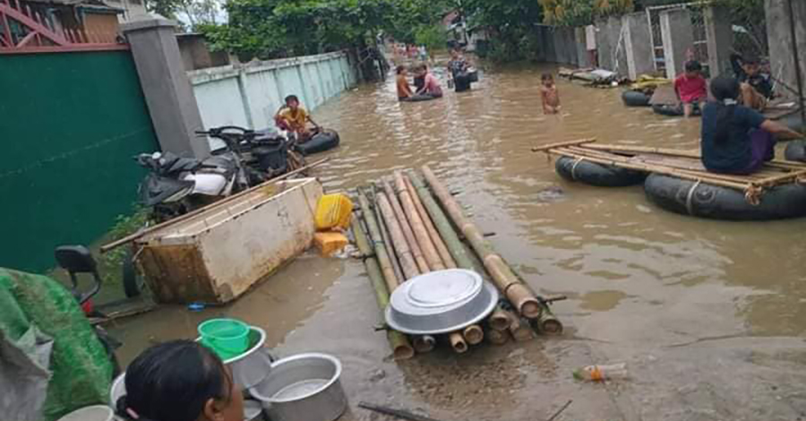 တောင်ငူတွင် စစ်တောင်းမြစ်ရေတက်နေသဖြင့် ဒေသခံ ၅၀၀၀ ခန့် ပြန်လည်ပြောင်းရွှေ့နေရ