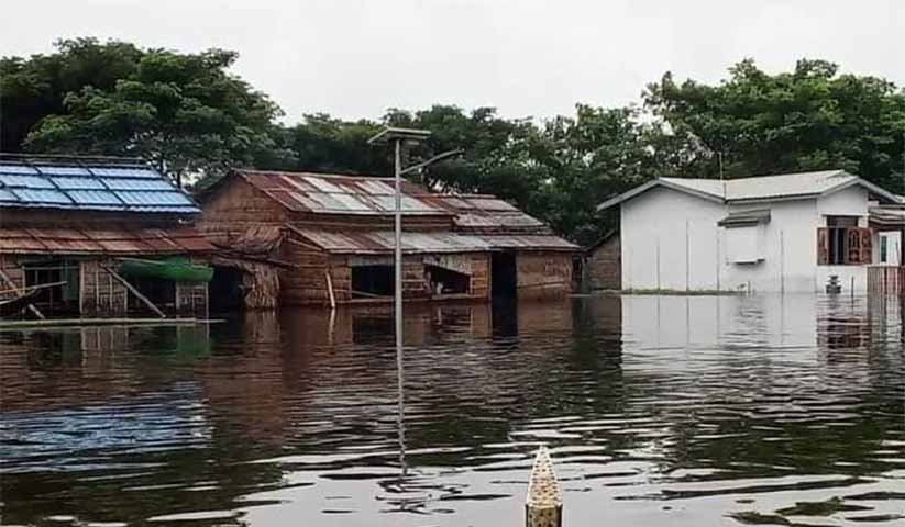ပန်းတ‌နော်တွင် မြစ်ရေကြီးပြီး အိမ်ခြေ ၁၀၀ ကျော် နစ်မြုပ်