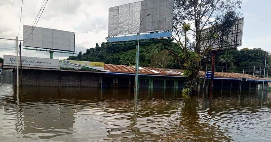 လွိုင်ကော်တွင် ဘီလူးချောင်းရေ ထပ်မံမြင့်တက်ပြီး နေအိမ်များ နစ်မြုပ်