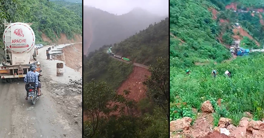 တောင်ပြိုသဖြင့် လွိုင်လင်နှင့် နမ့်စန်ကြားတွင် ကုန်ကား အစီး ၅၀၀ ခန့် ပိတ်မိနေ