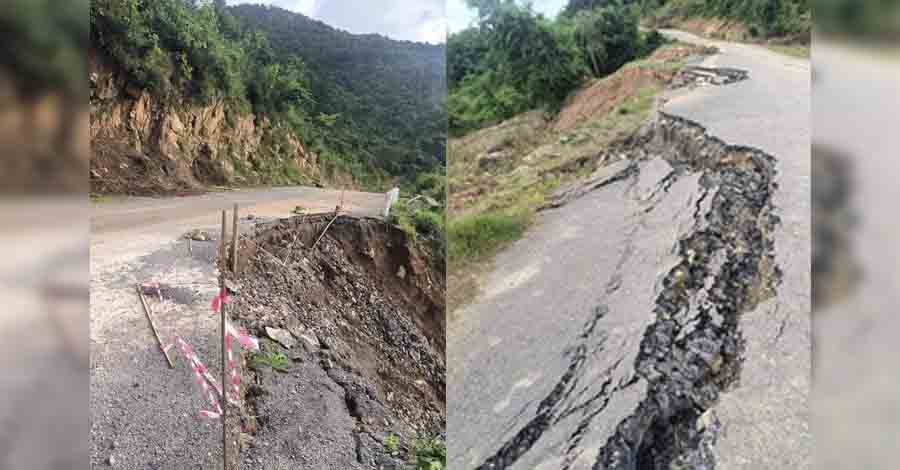 ပျက်စီးသွားသည့် တောင်ကြီး-အေးသာယာမြို့ရှောင်လမ်း ပြုပြင်မှုမရှိဖြစ်နေ