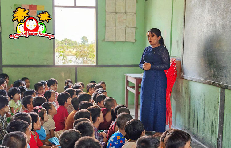 ဆားလင်းကြီးတွင် အညာပစ်တိုင်းထောင်လေးများအဖွဲ့က စာသင်ဆောင်လှူဒါန်း