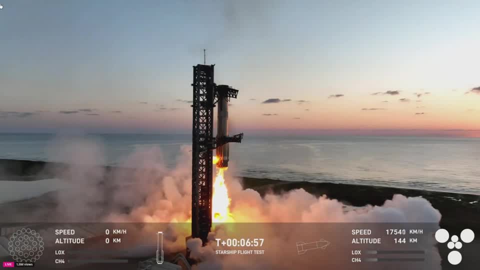 SpaceX ကုမ္ပဏီက Starship ဒုံးပျံလွှတ်ပြီးနောက် ဒုံးလွှတ်တင်စင်ကနေ ပြန်ဖမ်းယူမှု အောင်မြင်