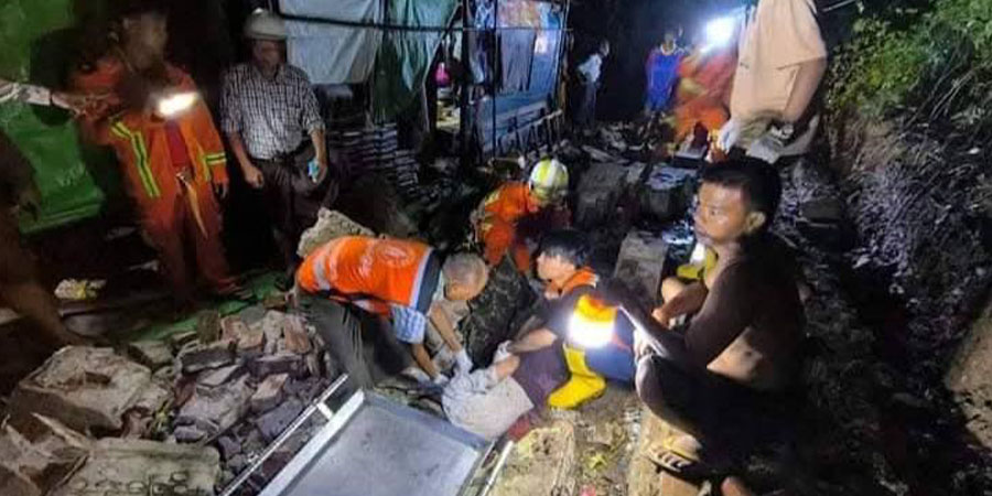 မြင်းခြံတွင် မိုးသည်းထန်ပြီး ဘုရားအုတ်တံတိုင်း ပြိုကျသဖြင့် လူ ၁ ဦး သေဆုံး၊ ၁ ဦး ဒဏ်ရာရ
