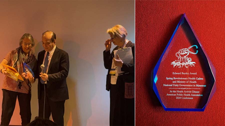 NUG ကျန်းမာရေးဝန်ကြီး ဒေါက်တာဇော်ဝေစိုး The Edward Barsky Award ဆုလက်ခံရယူ 