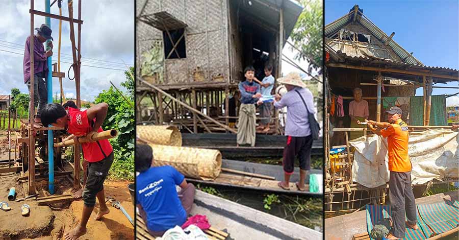 အင်းလေး ရေဘေးသင့်အိမ်များကို ရန်ကုန်လူမှုကူညီရေးအသင်းများက ပြုပြင်ပေးနေ