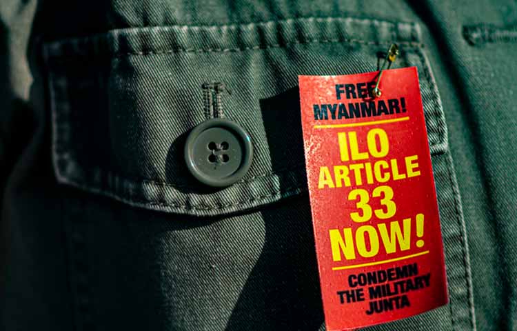 မြန်မာတွင်ချုပ်လုပ်သည့်  အထည်အမှတ်တံဆိပ် ၃ ခုကို တားဆီးပိတ်ပင်ရန် ကမ္ဘာ့အလုပ်သမား သမဂ္ဂတောင်းဆို 