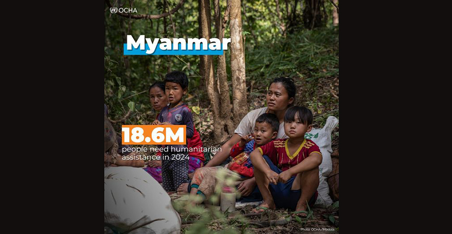 မြန်မာနိုင်ငံတွင် နေရပ်စွန့်ခွာသူဦးရေ ၃ ဒသမ ၄ သန်းရှိလာဟု UNOCHA ထုတ်ပြန်
