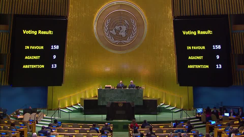 ဂါဇာ ချက်ချင်းအပစ်ရပ်ရေး ကုလ မဲခွဲမှု ၁၅၈ နိုင်ငံထောက်ခံ၊ ၉ နိုင်ငံ ကန့်ကွက်