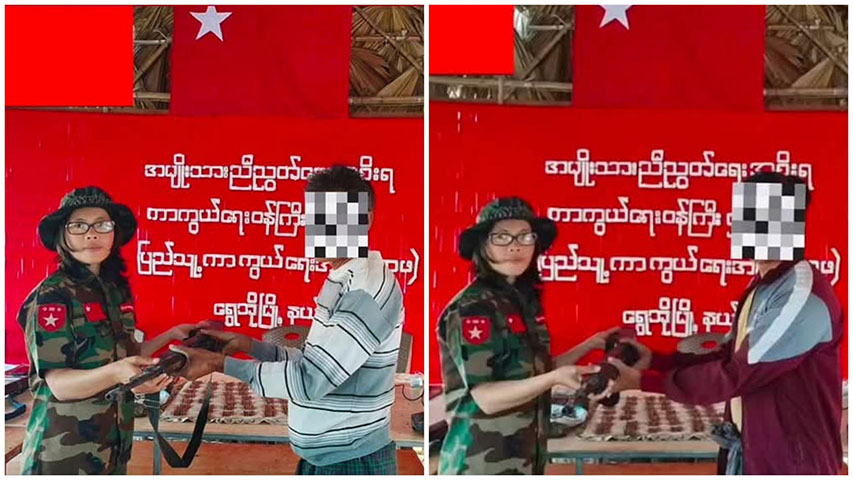 ဘောလခဲနှင့် ပခုက္ကူက  စစ်သား ၂ ဦး၊ ရွှေဘို ပျူစောထီး ၂ ဦးတို့ လက်နက်ခဲယမ်းများဖြင့် အလင်းဝင်