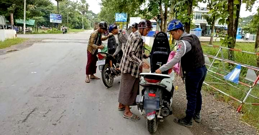 ငါးသိုင်းချောင်းတွင် ဆိုင်ကယ် ကယ်ရီသမား ၆ ဦးကို စစ်ကောင်စီတပ် ဖမ်းဆီး