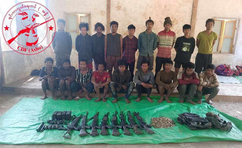 CDF-ASHO ဖမ်းမိသည့် စစ်သုံ့ပန်း ၂၀ ကျော်တွင် စစ်မှုထမ်းစုဆောင်းခံရသူ ၁၂ ဦးအထိ ပါဝင်