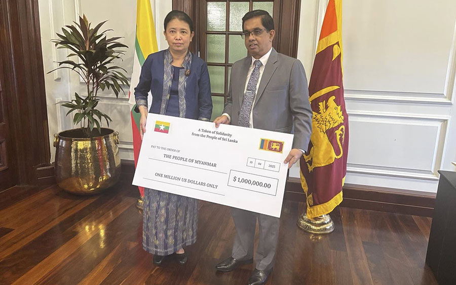 မြန်မာငလျင်ဘေးအတွက် သီရိလင်္ကာက အမေရိကန်ဒေါ်လာ ၁ သန်း လှူဒါန်း