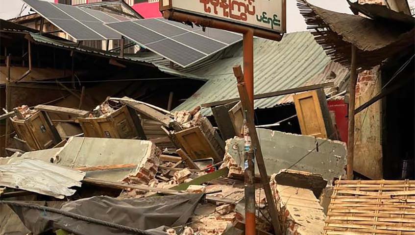 ပျော်ဘွယ်၌ မြေတူးစက်မလုံလောက်သဖြင့် ငလျင်ဘေး ပြန်လည်ထူထောင်ရေး ခက်ခဲ