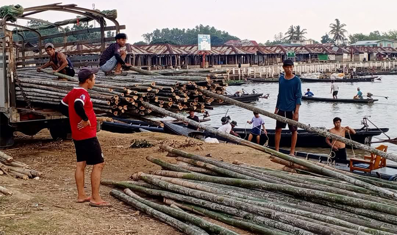 ငလျင်ဘေးသင့် အင်းလေးအတွက် ရွာငံဒေသခံများက ဝါးအလုံးရေ ၁ သောင်းကျော် လှူဒါန်း