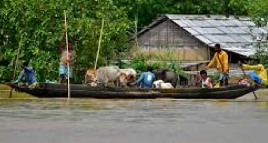အာသံပြည်နယ်၌ ရေလွှမ်းမိုးမှုကြောင့် ကျေးရွာနှင့် လယ်မြေများ ရေနစ်မြုပ်