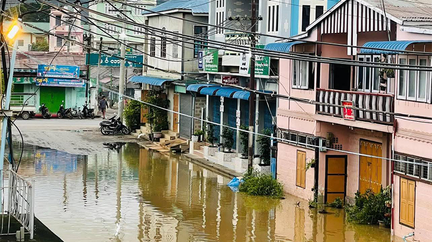 ညောင်ရွှေတွင် ရေကြီးပြီး အိမ်ထောင်စု ၁၀၀ ကျော် ရေဘေးရှောင်