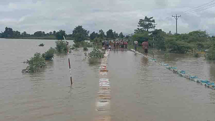 ကြံခင်းတွင် ဆိပ်သာ-ကြံခင်း ကားလမ်းနှင့် ရပ်ကွက်၊ ကျေးရွာ ၅ ခု ရေမြုပ်