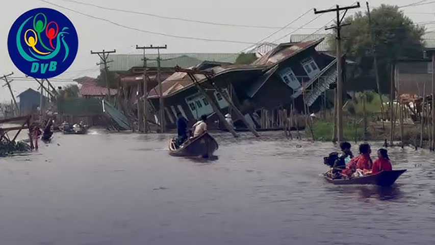 အင်းလေးဒေသ ရေကြီးမှုကြောင့် လူနေအိမ်အချို့ ရေနစ်မြုပ်ပြီး ဒေသခံများရွှေ့ပြောင်း 