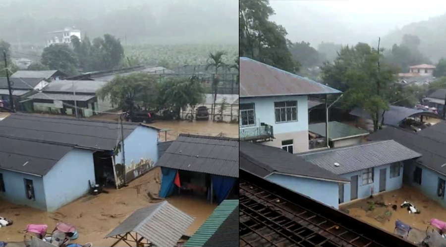 လိုင်ဇာတွင် မိုးသည်းထန်ပြီး ရေထပ်ကြီးနေသဖြင့် ဒေသခံများ ပြောင်းရွှေ့