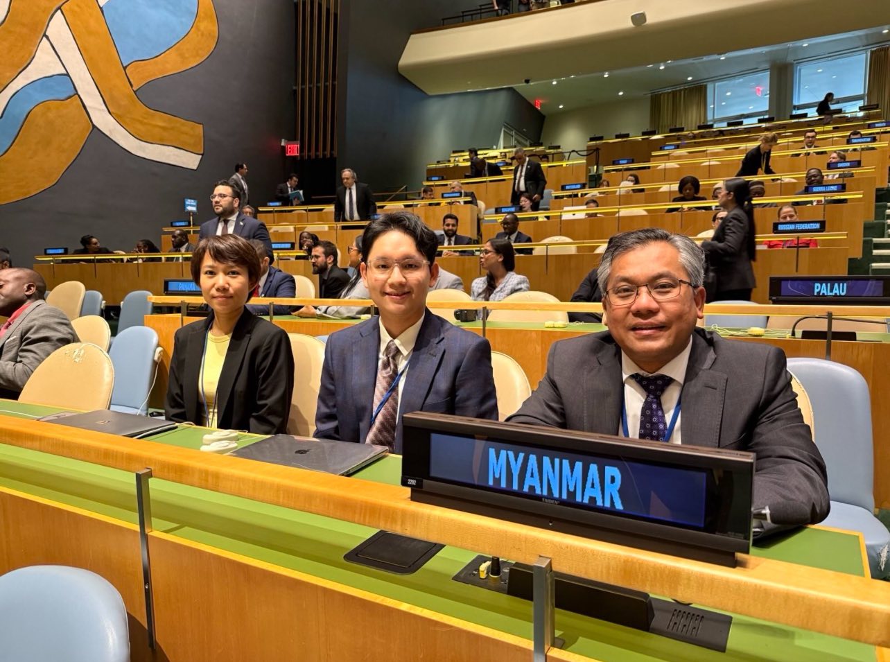 ကုလသမဂ္ဂ အထွေထွေညီလာခံစတင်၊ သံအမတ်ကြီး ဦးကျော်မိုးထွန်းဦးဆောင်သည့် မြန်မာအဖွဲ့ တက်ရောက်
