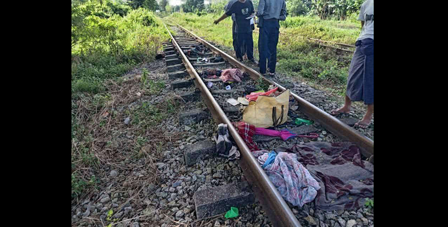 ရထားသံလမ်းကို ခေါင်းအုံးပြီး အိပ်နေသည့် အိမ်ရာမဲ့သားအဖ ရထားကြိတ်ခံရ၊ ဖခင်သေဆုံး
