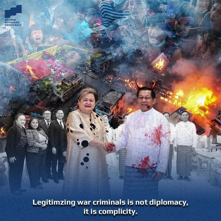 ဖိလစ်ပိုင်အစိုးရက မြန်မာစစ်တပ်နှင့် ဆက်ဆံနေမှုကို အရပ်ဖက်အဖွဲ့အစည်း ၁၀၀ ခန့် ရှုတ်ချ