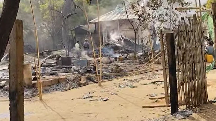 မြိုင်မြို့နယ်၌ ဘုန်းကြီးကျောင်း၊ စာသင်ကျောင်းနှင့် လူနေအိမ်များကို စစ်တပ်ကမီးရှို့ဖျက်ဆီး 
