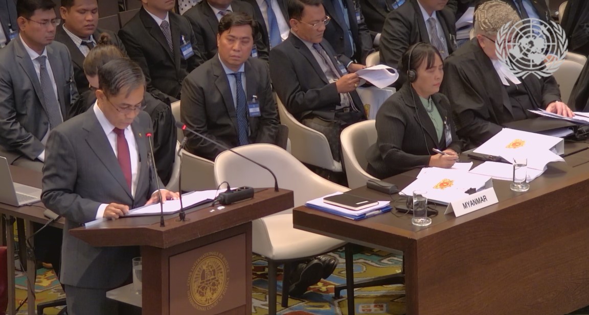 လူမျိုးတုံးသတ်ဖြတ်မှုစွပ်စွဲချက် ICJ တရားရုံး၌ မြန်မာဘက်က ခုခံချေပ လျှောက်လဲ