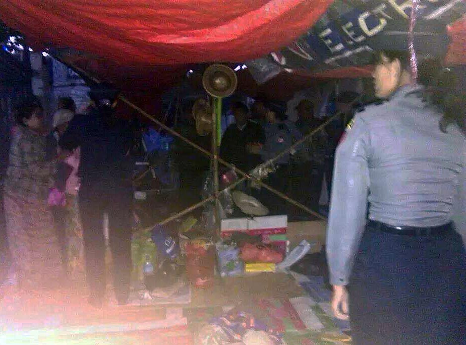 မိေက်ာင္္္းကန္သပိတ္စခန္း အာဏာပုိင္မ်ား ဖ်က္သိမ္း၊ ၁၄ ဦး ဖမ္းဆီးခံရ