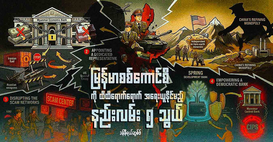 မြန်မာစစ်ကောင်စီကို ထိထိရောက်ရောက် အရေးယူနိုင်မည့် နည်းလမ်း ၅  သွယ်